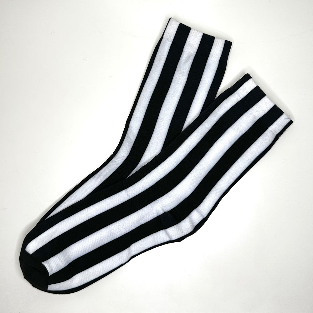 Socks Black & White Stripes - Mid Leg Socks