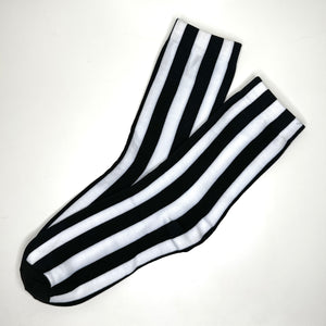 Socks Black & White Stripes - Mid Leg Socks