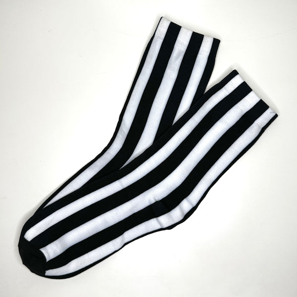 Socks Black & White Stripes - Mid Leg Socks