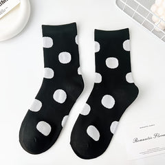 Socks Black & White Dottie - Mid Leg Socks