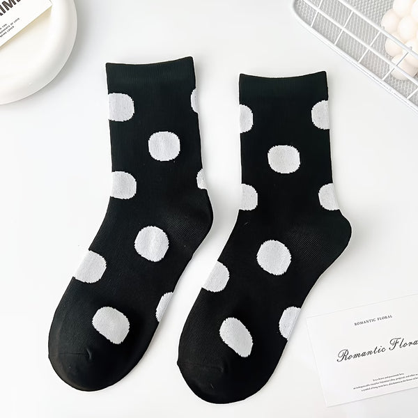Socks Black & White Dottie - Mid Leg Socks