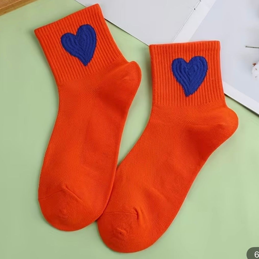 Socks Hearts orange - Mid Leg