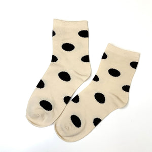 Socks Cream & Black Dottie - Mid Leg Socks