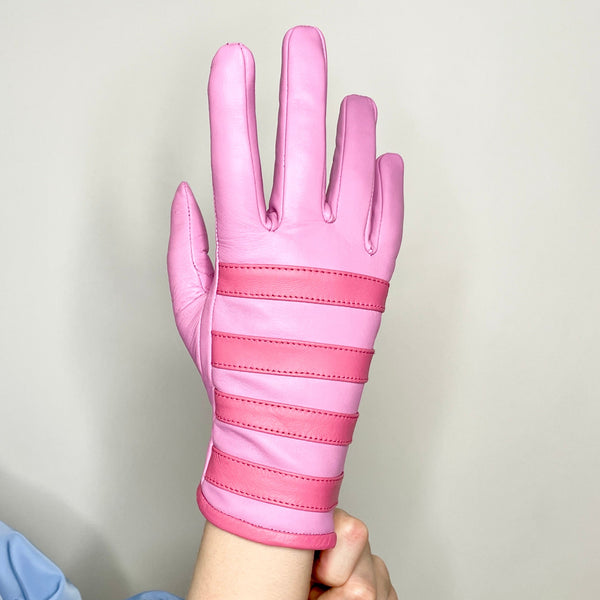 Gloves - Suzy stripe pink