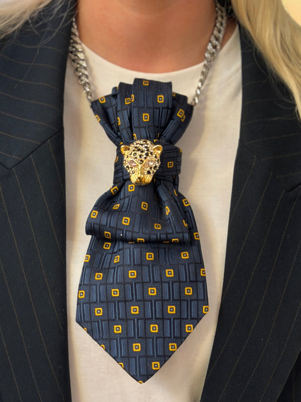Re-Tie / Blue with leopard Charm