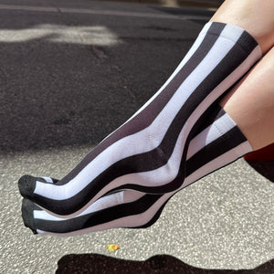 Socks Black & White Stripes - Mid Leg Socks