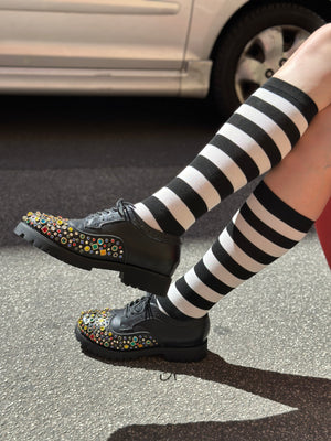 Socks Black & White Stripes - Knee high