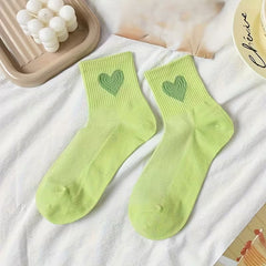 Socks Hearts Olive - Mid Leg