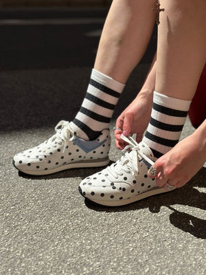 Socks Grey & White Stripes - Mid Leg Socks